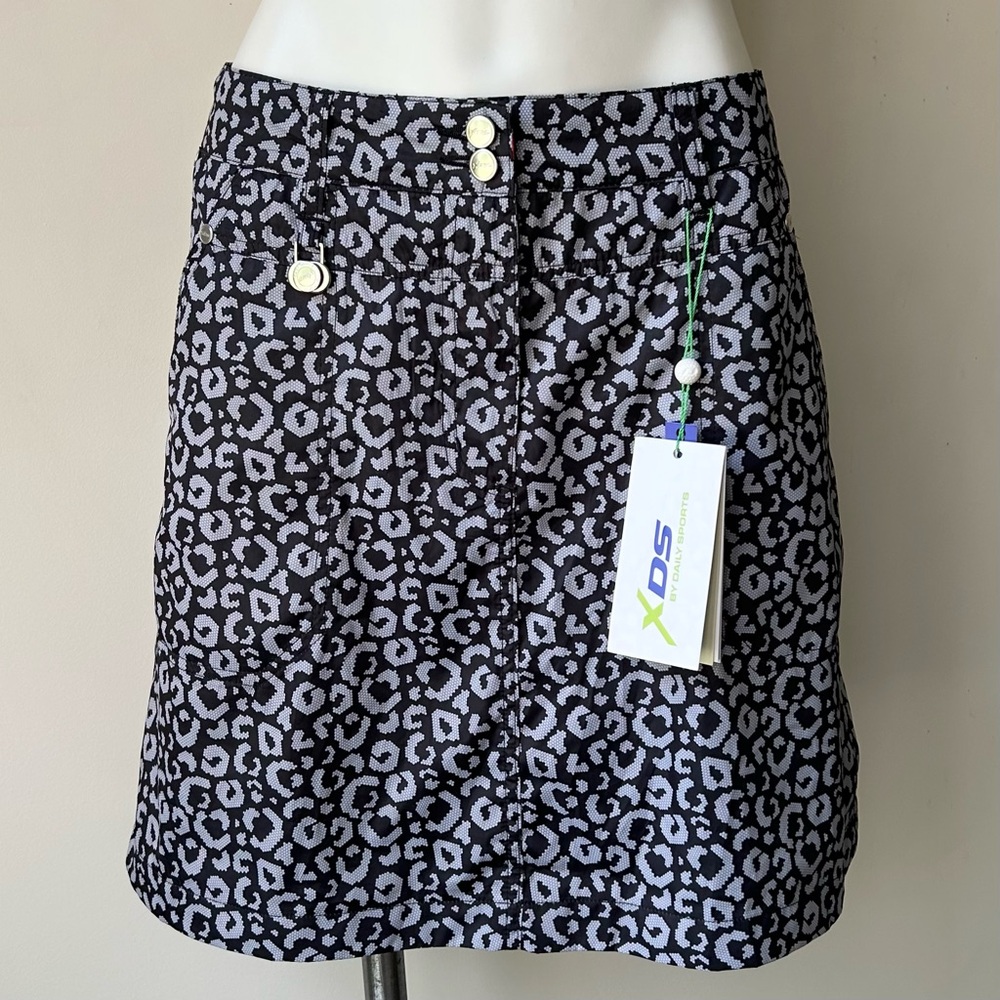XDS by Daily Sports Performance Lotta Skort in Black Leopard, 12 NWT